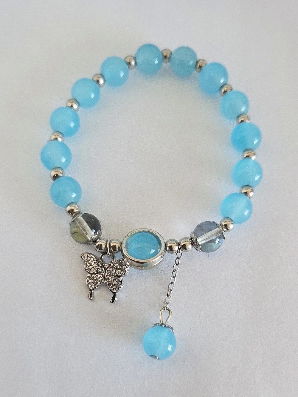 Blue Beaded Butterly Cat Eye Bracelet